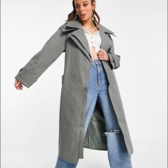 Grey Oversized Trench Coat - Picture 1 of 9